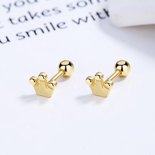 14K gold plated crown studs earring