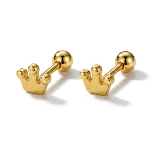 14K gold plated crown studs earring