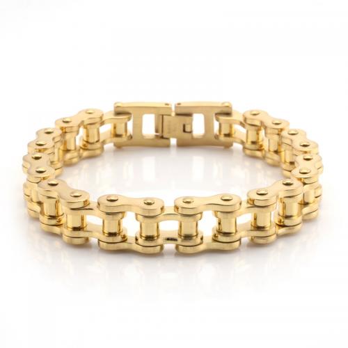 18K Gold tone biker chain motorcycle men bracelets