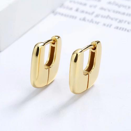 18K Yellow gold fat chunky U shape huggies hoop earring made of sterling silver or brass
