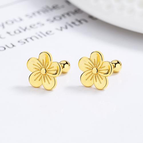 18K gold gorgeous girls flower screwback safety baby earring