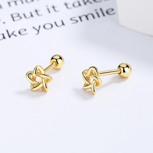 18K gold plated boy pentagram studs earring
