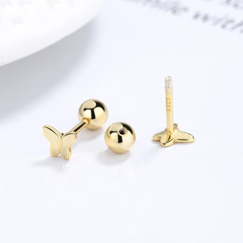 18K gold plated polishing butterfly post earring