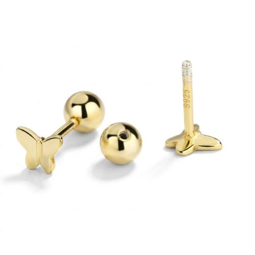 18K gold plated polishing butterfly post earring