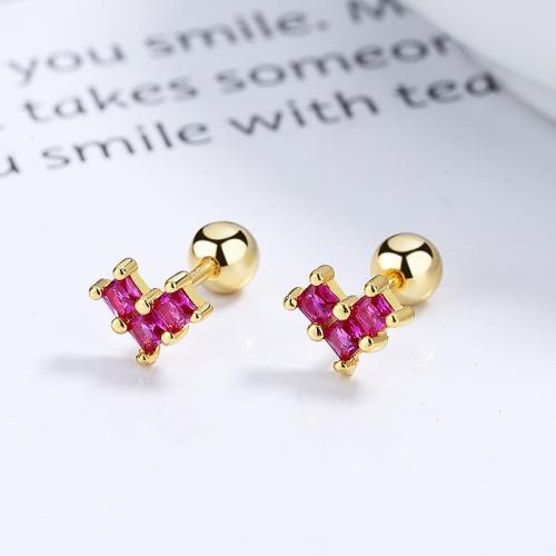 18K gold plating 925 sterling silver zircon your girl toddler cute heart earrings