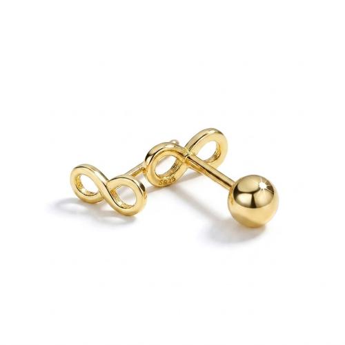 18K gold classic plain infinity screw backing baby earrings