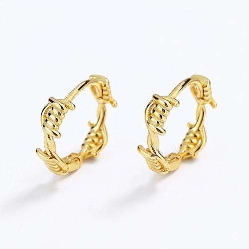 18K gold twisted cluster metal hoop earrings