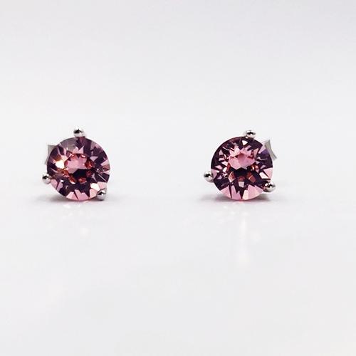 7MM Classic Brilliant Round Cut Pink CZ Sterling Silver Stud Earrings 