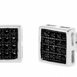925 Sterling Silver Black CZ Stud Earring