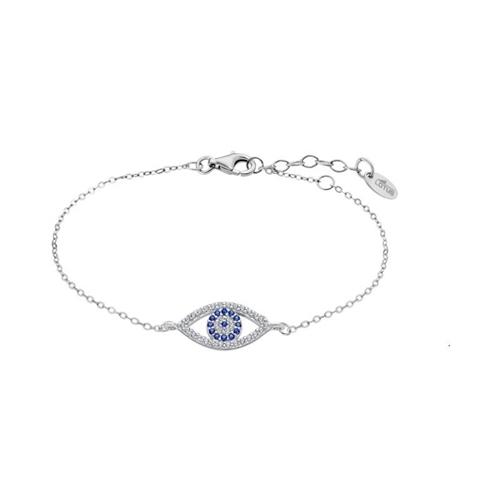 925 Sterling Silver Delicate CZ Evil Eye Charm Bracelet