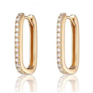925 Sterling silver cz hoop earring with gold plated