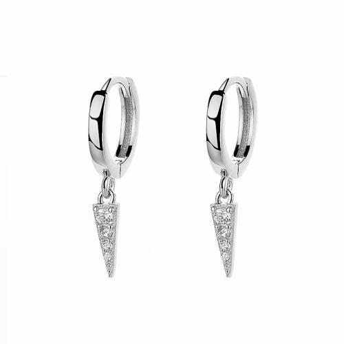 925 Sterling silver spiked cz huggie drop earring