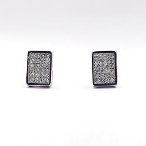 925 silver rectangle pave cz stud post earring for boy & man