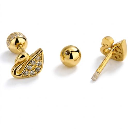 925 silver round disc simple stud earring for kids