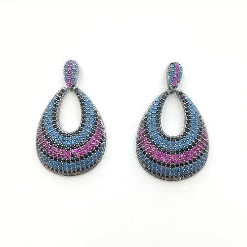 925 sterling silver Statement drop earring with multi turquoise and pink cz
