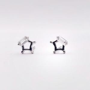 925 sterling silver black cz stud earring