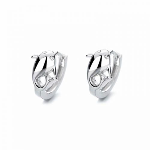 925 sterling silver cute dolphin huggies hoop kid earring