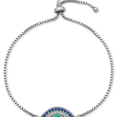 925 sterling silver evil eye bracelet with Adjustable Bolo Clasp
