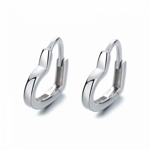 925 sterling silver heart shape huggie earrings with rhodium plated