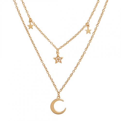 925 sterling silver moon star charms layer necklace