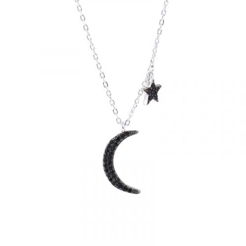 925 sterling silver new moon and star charm pendent stylish necklaces