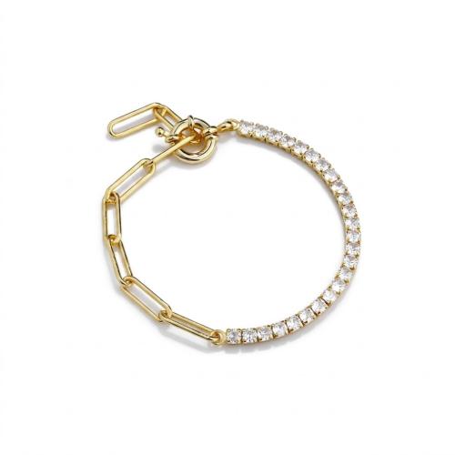 925 sterling silver cuban chain bracelet with clear cz