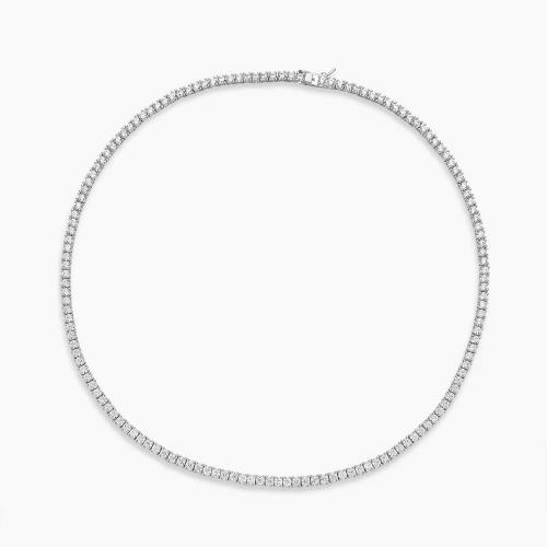 Classic Deluxe White Rhodium Tennis Necklaces