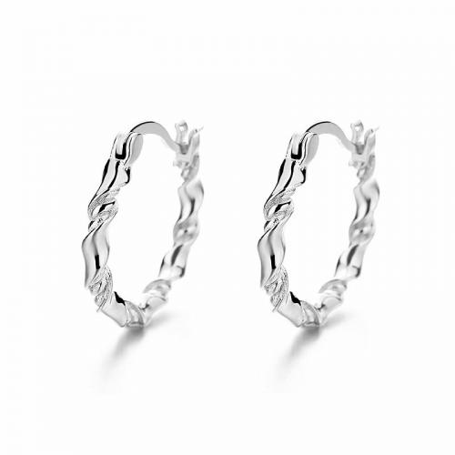 Dainty Silver twisted huggie hoop ladys earring