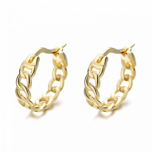 Dainty Sterling silver polished curb linked hoop earring gold plated huggie earring