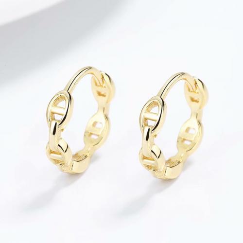 Dainty gold mini chain huggie hoop earring made of 925 sterling silver