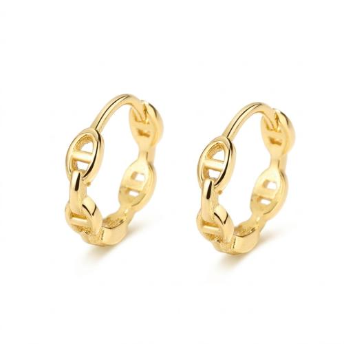 Dainty gold mini chain huggie hoop earring made of 925 sterling silver