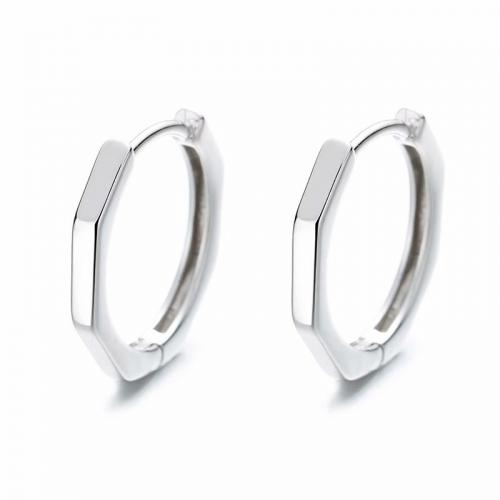 Delicated 925 sterling silver hexagon huggie hoop earrings for women 