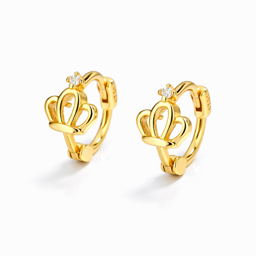 Delicated popular crown huggie hoop earring made of sterling silver
