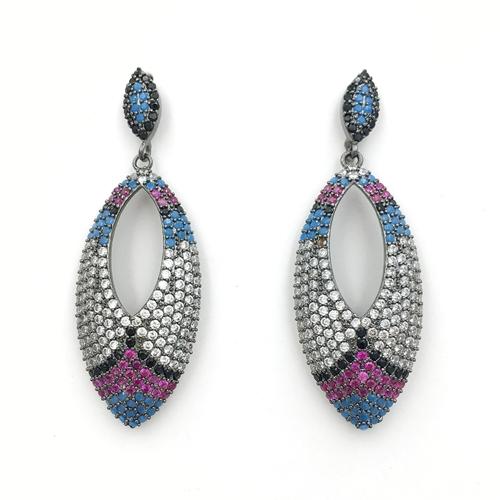 Double waterdrop pierced dangle silver earrings