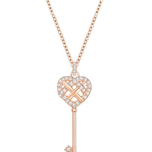 Elegant Rose gold plated 925 silver key charm pendent necklace