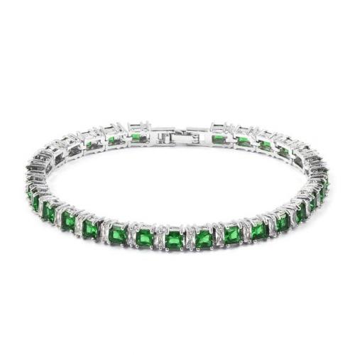 Emerald cubiz zirconia CZ bridal wedding tennis bracelet in sterling silver
