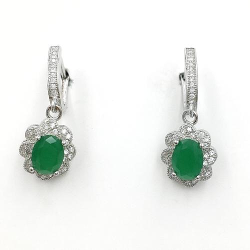 English lock sterling silver green cz earrings