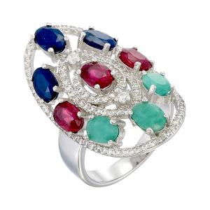 Fashion Statement Cocktail Sterling Silver CZ Ring