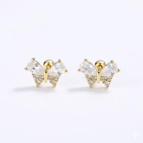 Girls Remember me butterfly zircone studs earring 