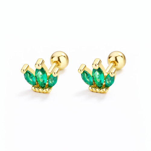 Girl's emerald color cz screw back baby earrings