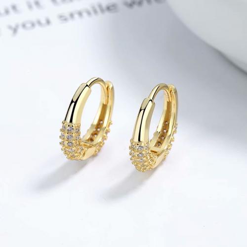 Gold plated chunky huggie cz women earrings