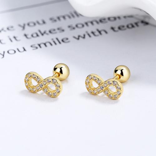 Gold plated sparkling cz infinity studs earring for children