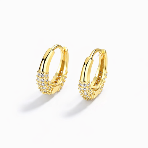 Gold plated chunky huggie cz women earrings