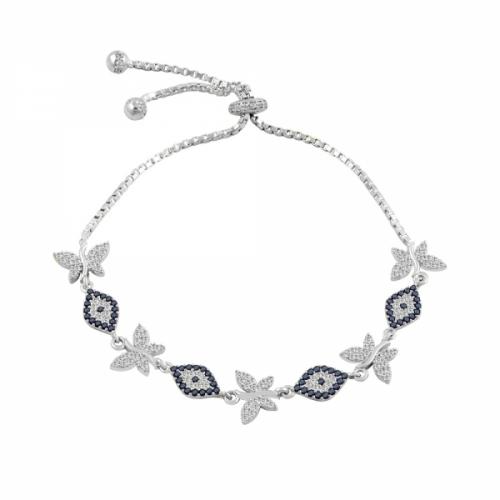 High quality 925 silver bracelet with evil eye and butterfly charms