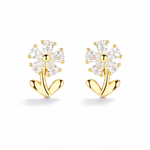 High quality classic cz flower kid studs earring