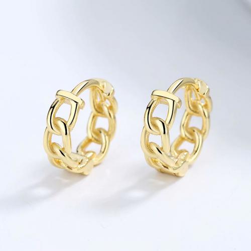 Hip hop chunky curb gold plated chain link huggie hoop earring made of sterling silver - 副本
