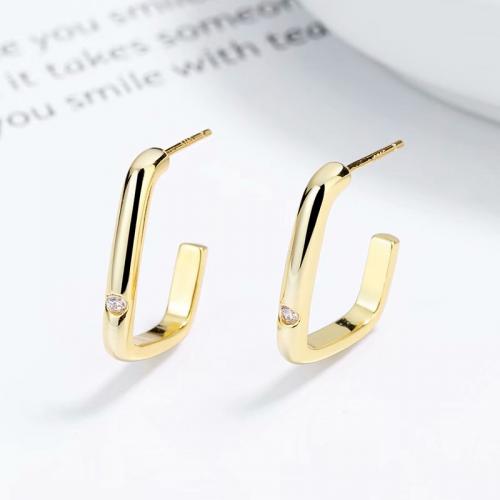 Hot sell gold rectangle shape sterling silver dangle earring for girls