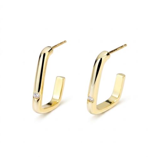 Hot sell gold rectangle shape sterling silver dangle earring for girls