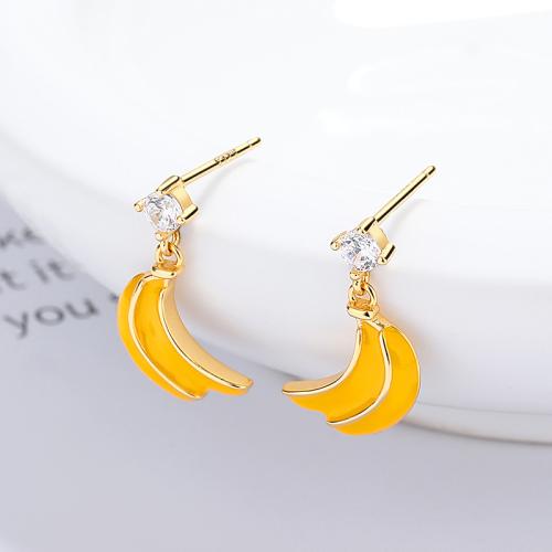 Hypoallergenic girls enamel cute banana fruits studs earring for children