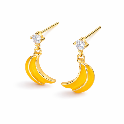 Hypoallergenic girls enamel cute banana fruits studs earring for children